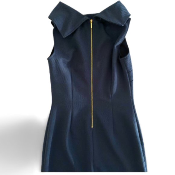 Beautiful Navy Dress with Folded Cowl Neck - Picture 4 of 10